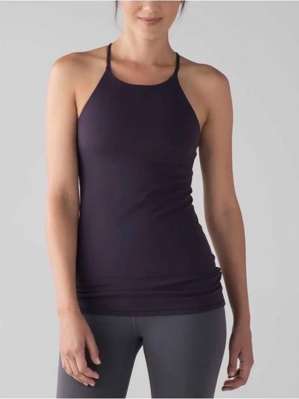 Lululemon Sun Setter Tank Top Boysenberry High Neck Strappy Back Size 10